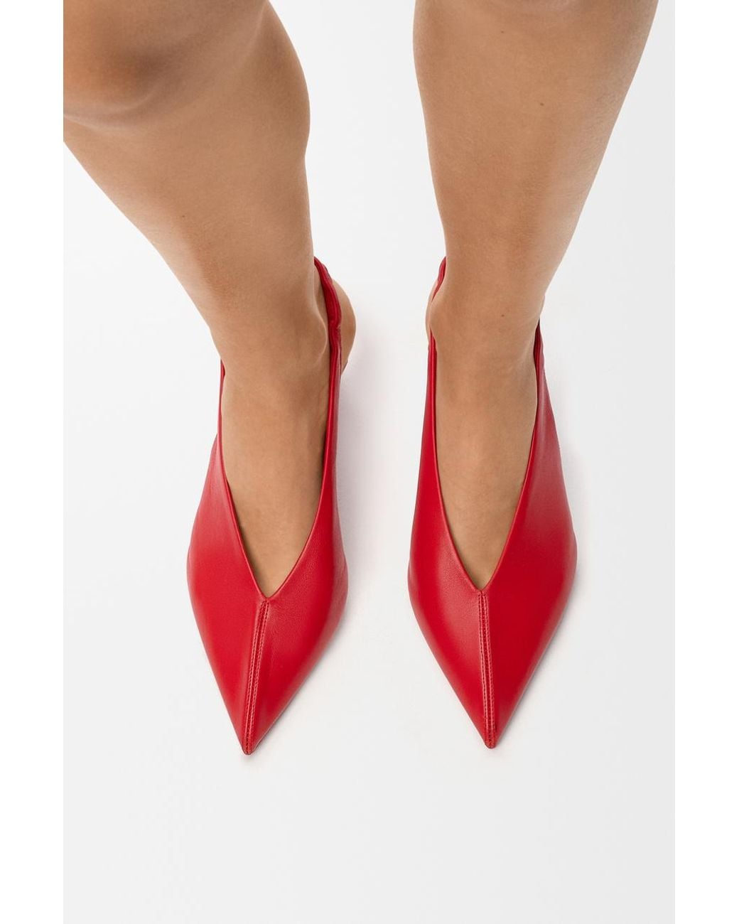 Loewe Red Pointed-Toe Slingback Pumps