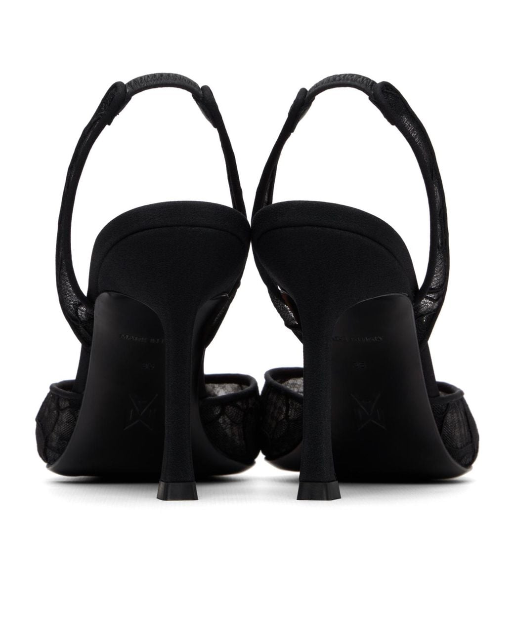 AMINA MUADDI Black Camelia Lace Sling 90 Pointed-Toe High-Heeled Sandals