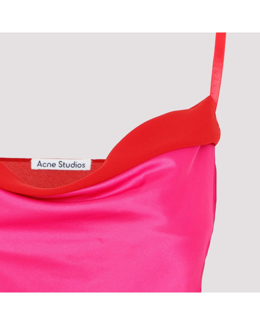 Acne Pink Satin Petticoat Dress With Adjustable Shoulder Straps