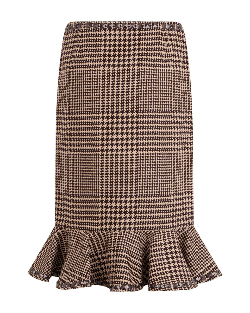 GIUSEPPE DI MORABITO Brown Ruffled Houndstooth Skirt