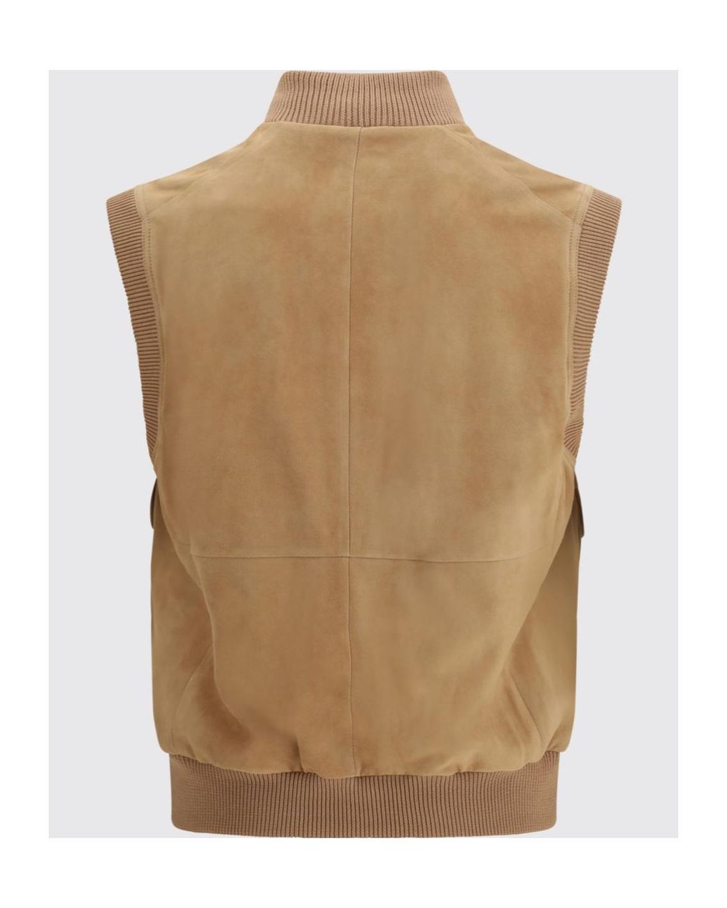 Brunello Cucinelli Natural Suede Padded Gilet for men