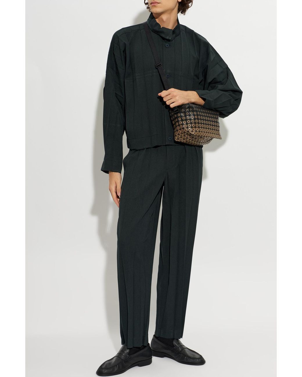 Homme Plissé Issey Miyake Black Pleated Straight-Leg Trousers for men