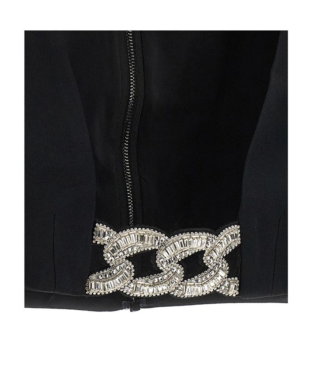 David Koma Black Chain Embellished Square-Neck Cropped Jacket