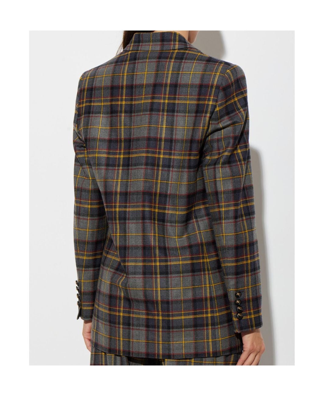 Etro Gray Checked Double-Breasted Blazer