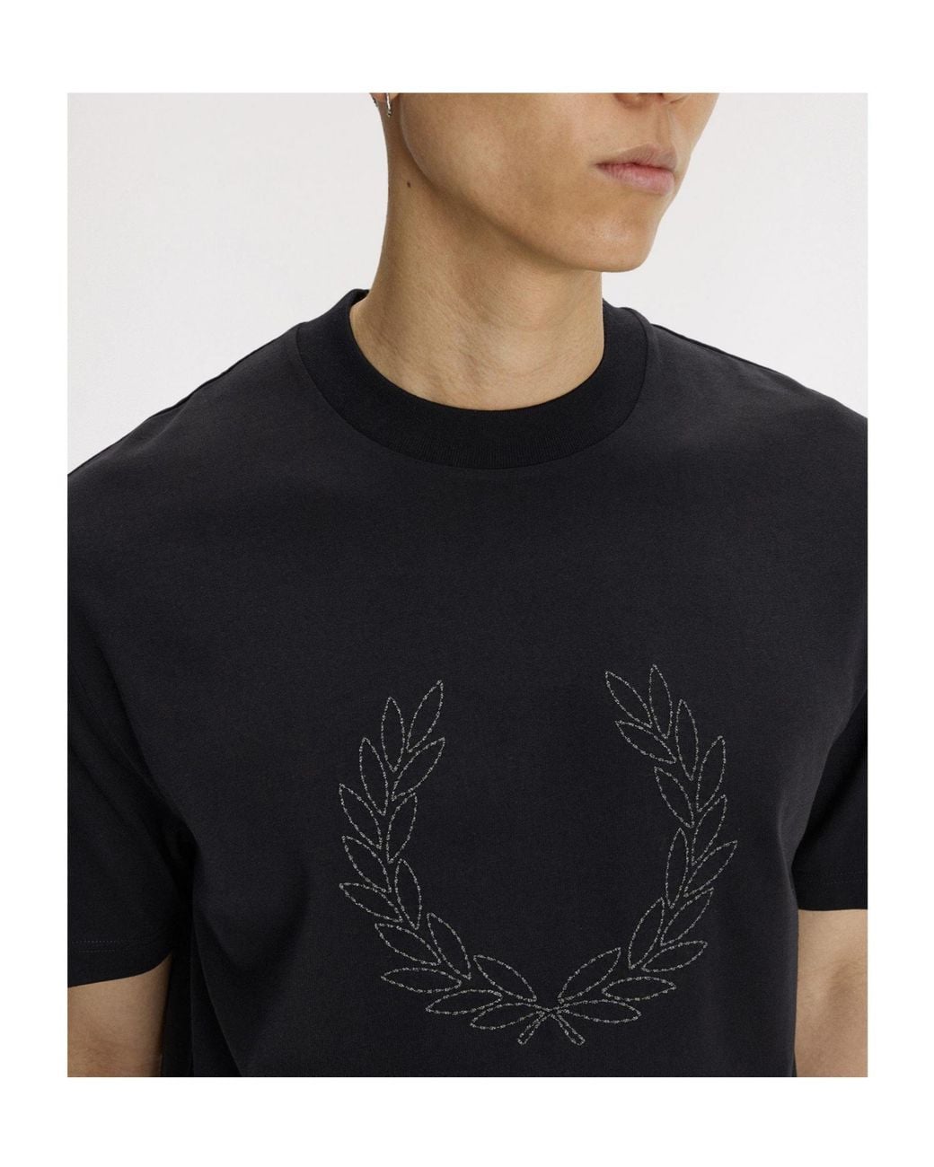 Fred Perry Black Cotton Short Sleeve Crew Neck Tee for men