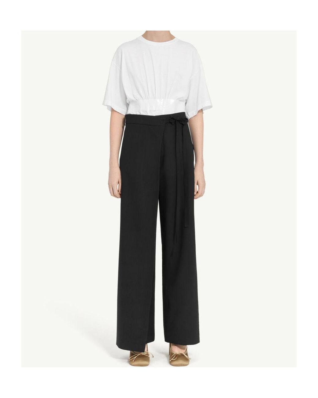 MM6 by Maison Margiela Black Tie-Fastened Flared Trousers