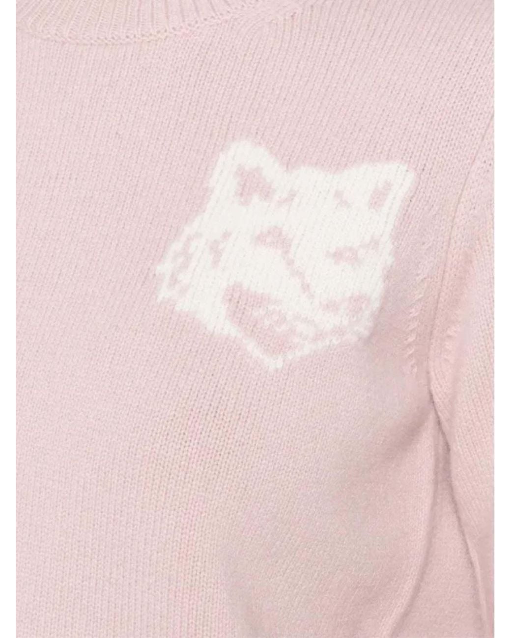 Maison Kitsuné Pink Fox Head Intarsia Merino Jumper