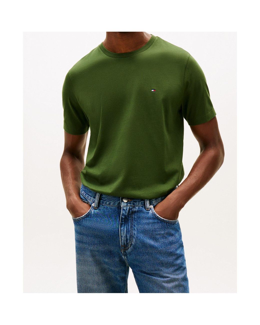 Tommy Hilfiger Green Logo Short Sleeve T-Shirt for men