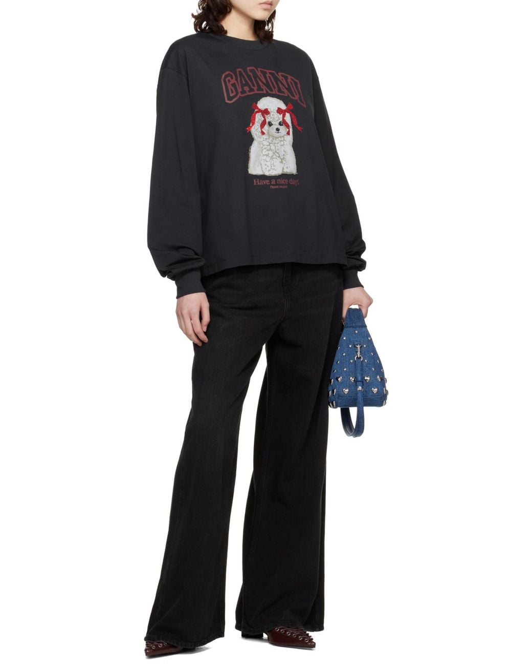 Ganni Blue Poodle Long-Sleeved Sweatshirt