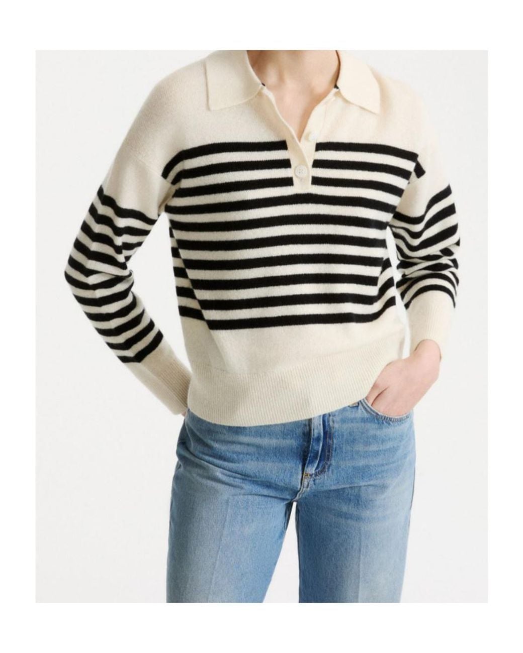 Marella White Cashmere And Wool Polo Jumper