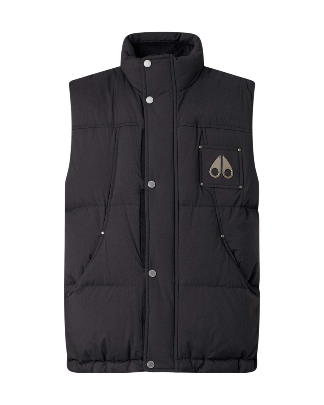 Moose Knuckles Blue Logo Patch Down Gilet for men