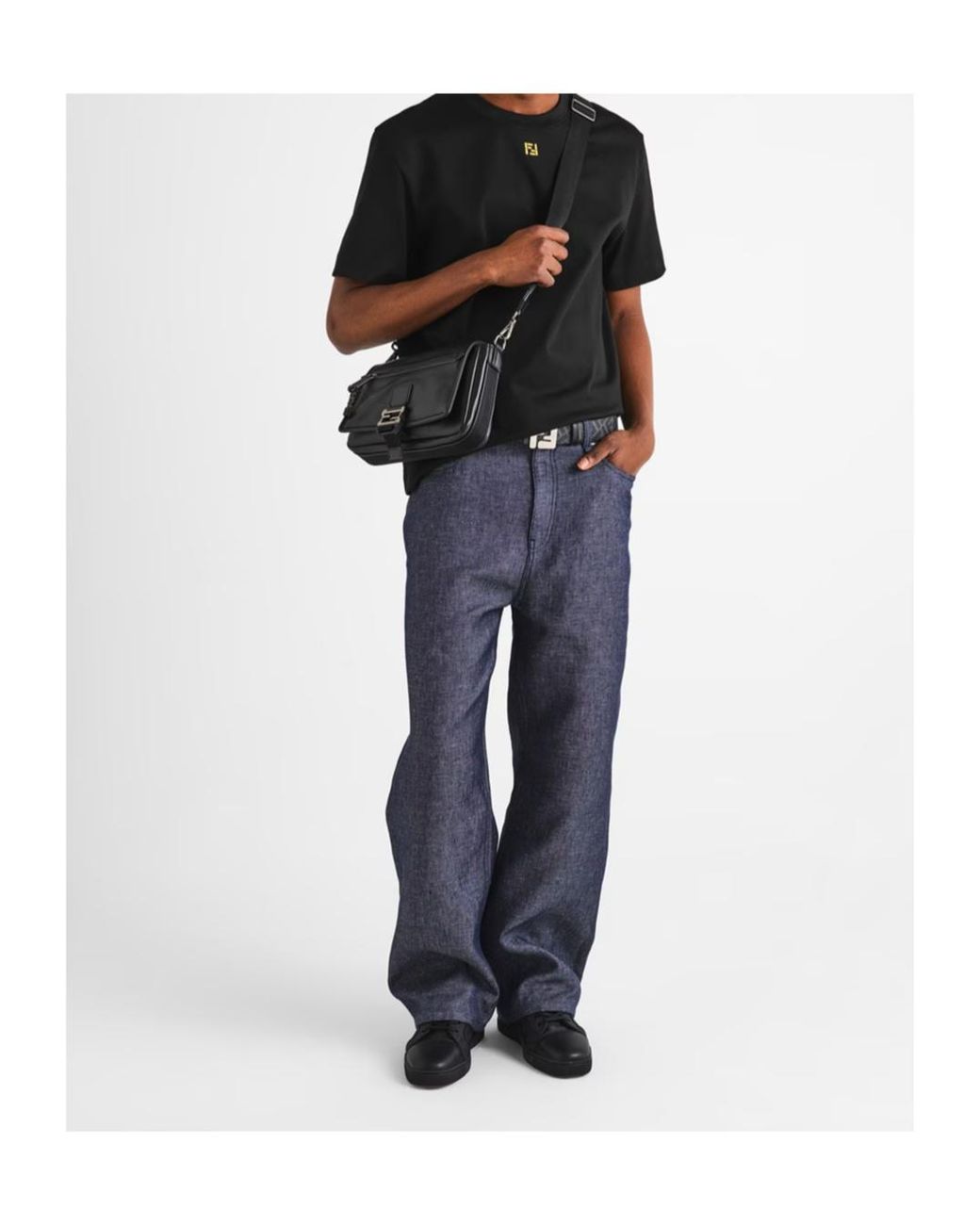 Fendi Black Logo Detail Crossbody Bag for men