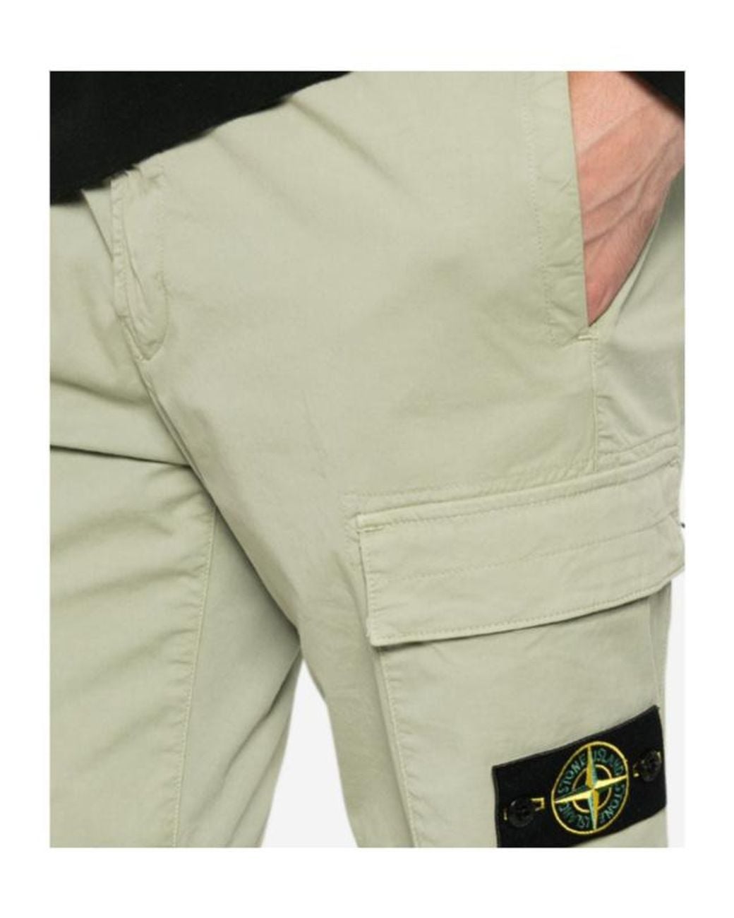 Stone Island Green Logo-Patch Trousers for men