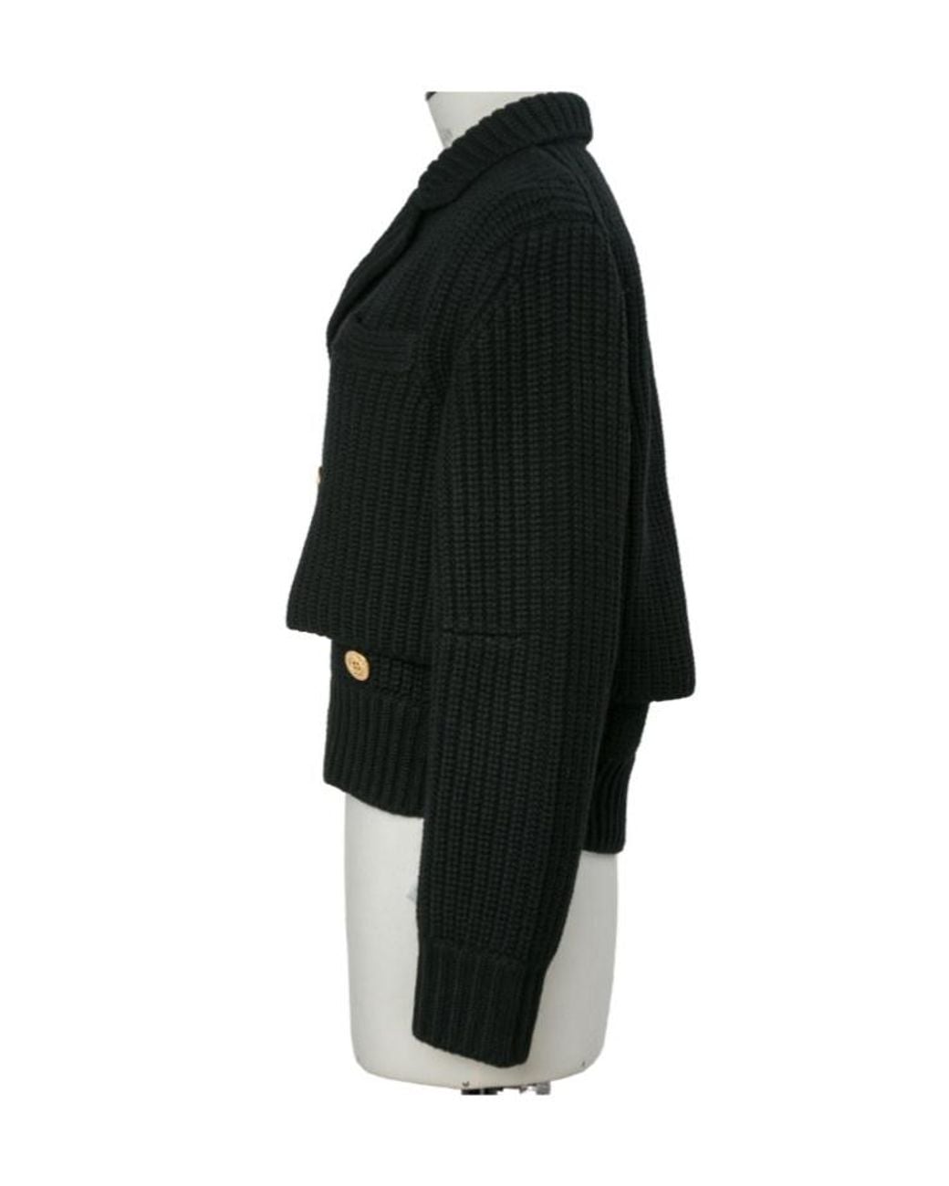 Sacai Black Double-Breasted V-Neck Cardigan