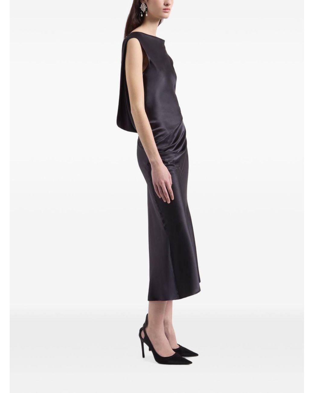 Nina Ricci Blue Asymmetrical Draped Midi Dress