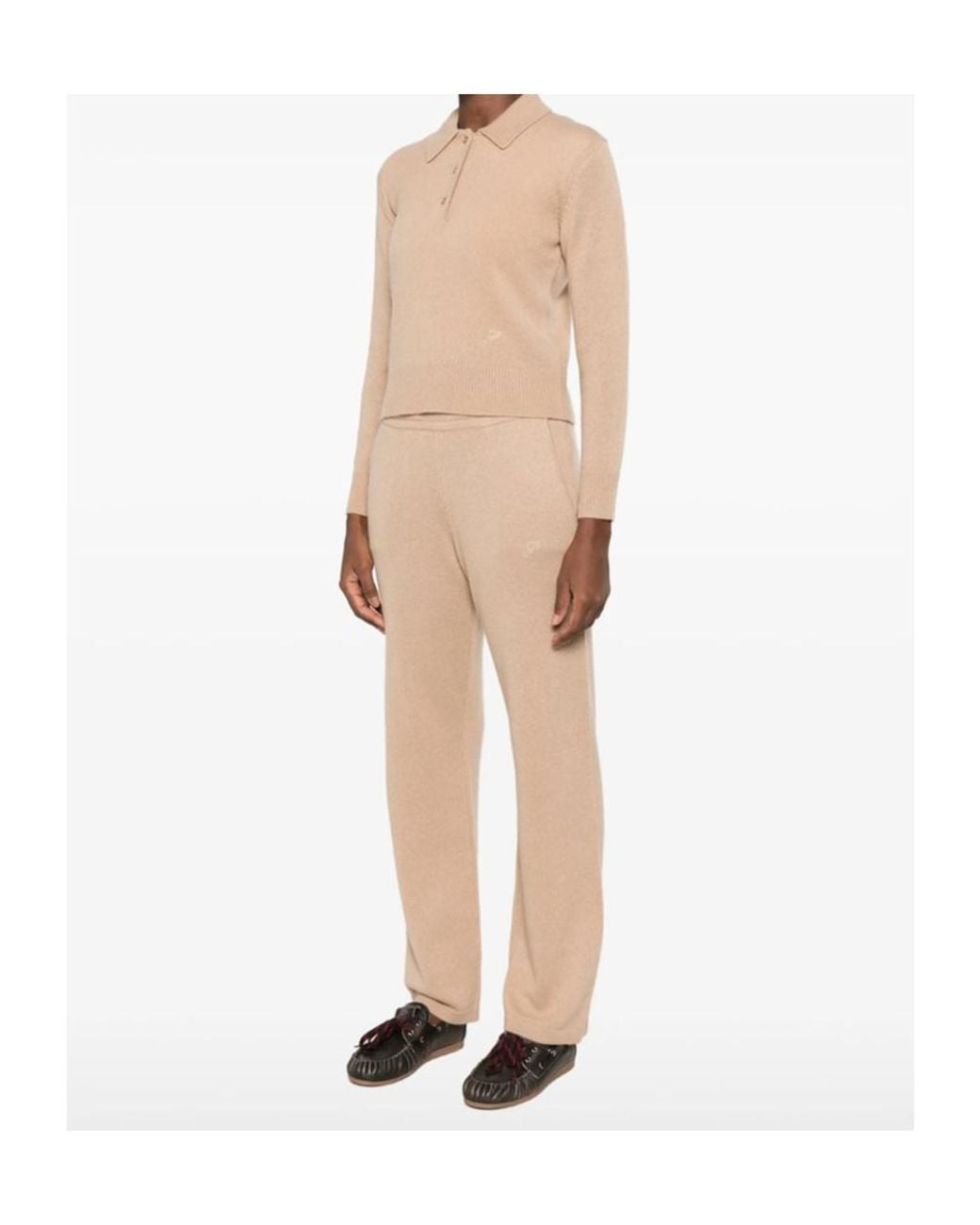 Sporty & Rich Natural Long-Sleeve Polo Shirt