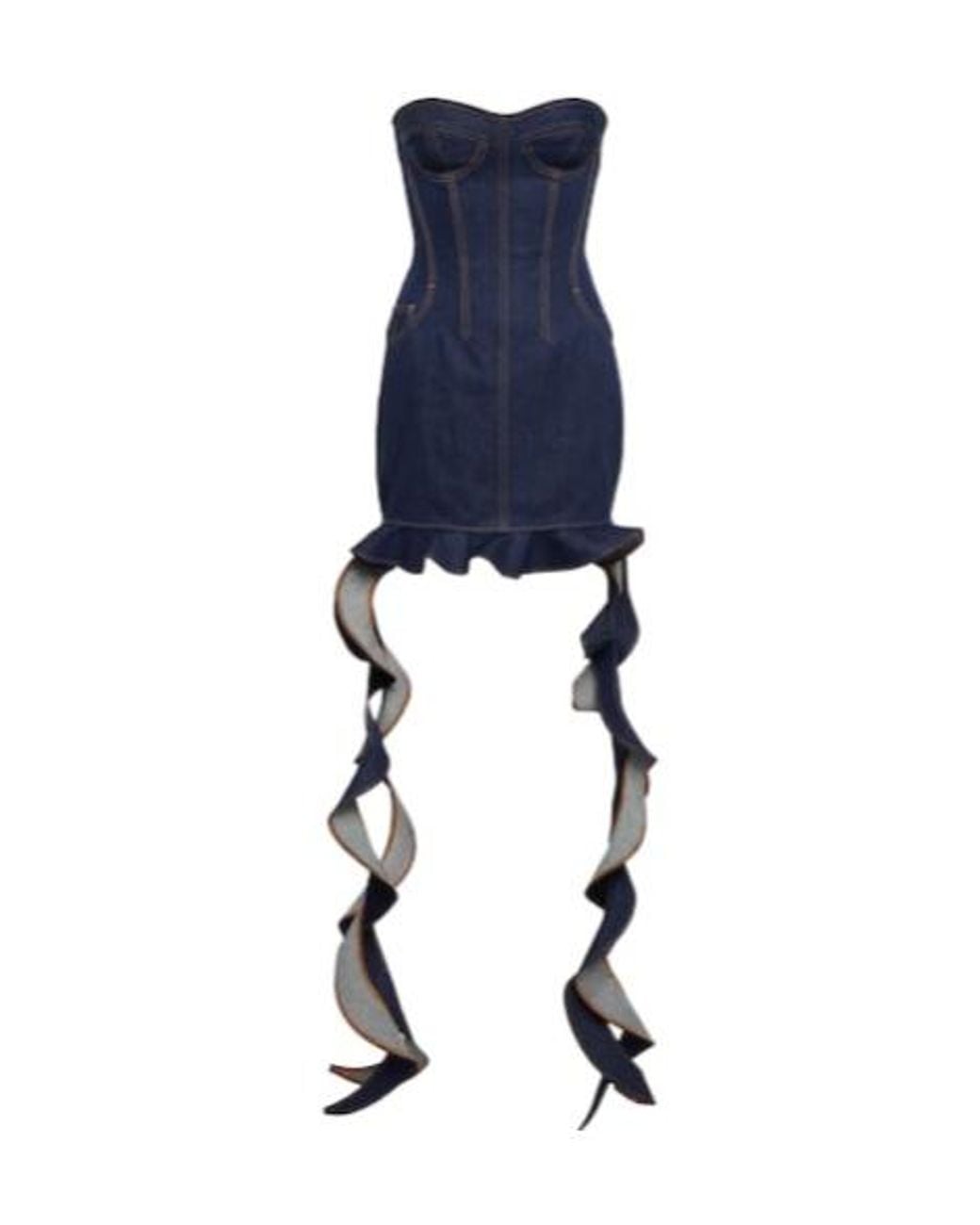 David Koma Blue Corset Denim Minidress