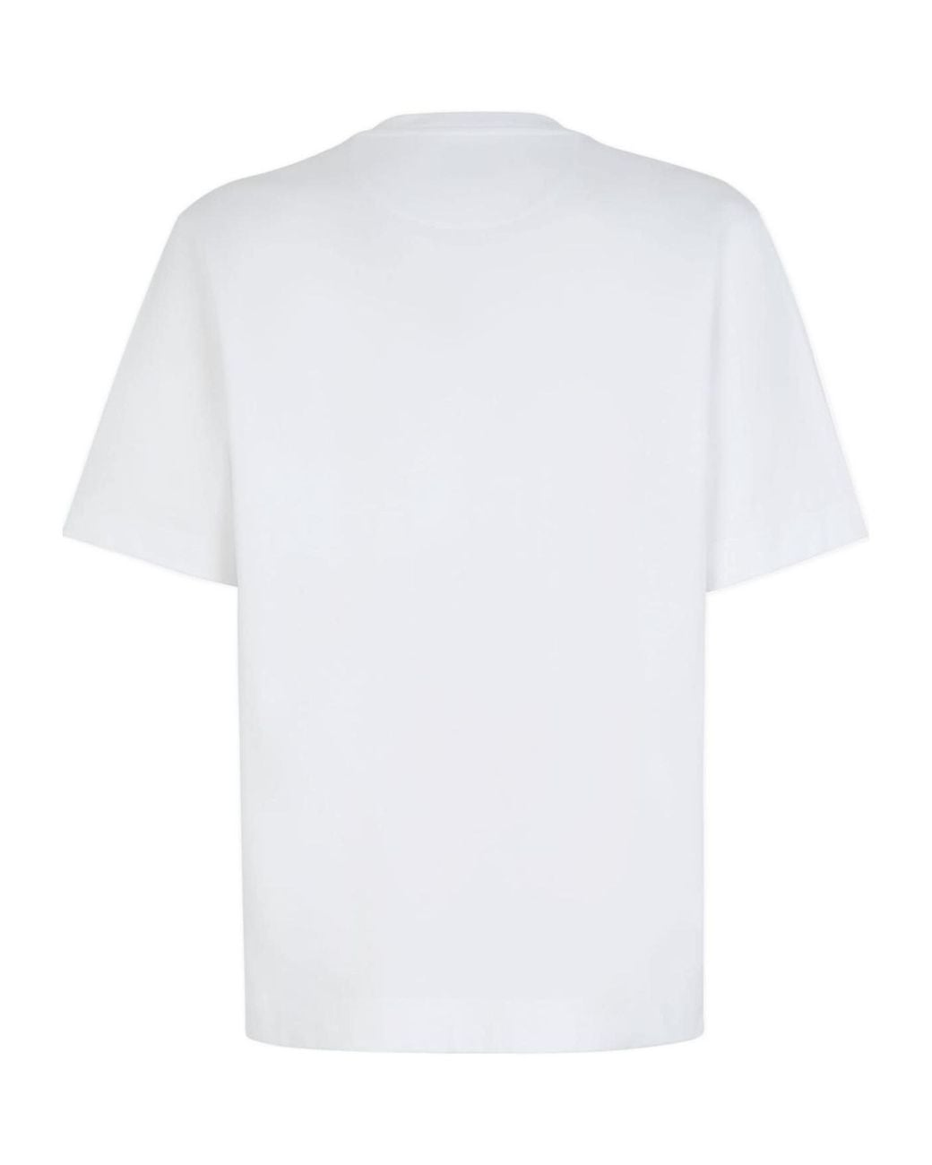 Fendi White Logo Printed Crewneck T-Shirt for men