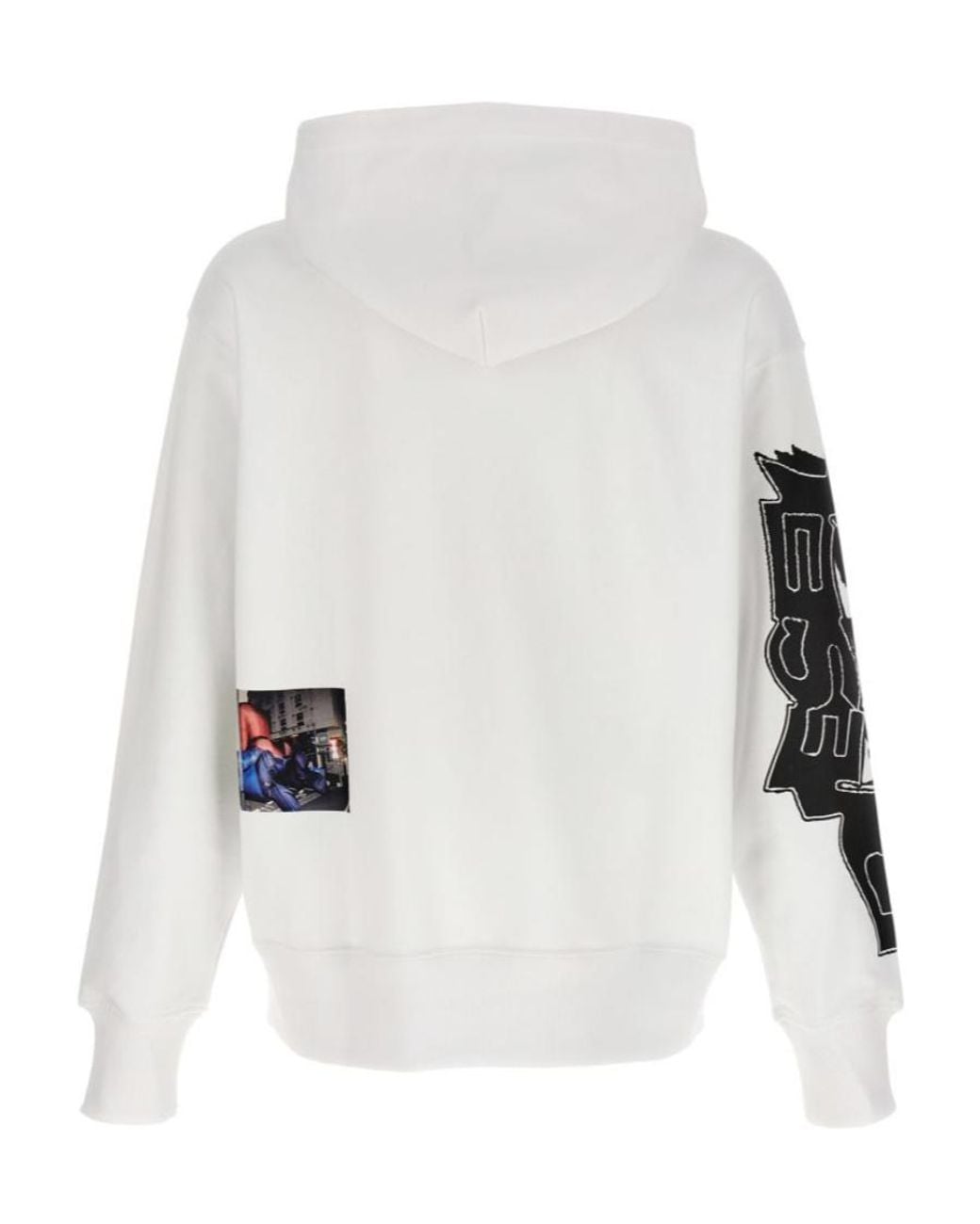 DIESEL White Macs-Hood-L3 Cotton Hoodie for men