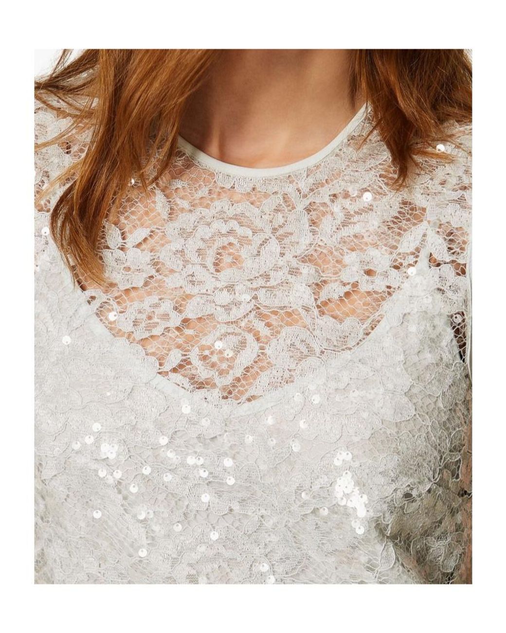 Twinset White Sequined Lace Mini Dress