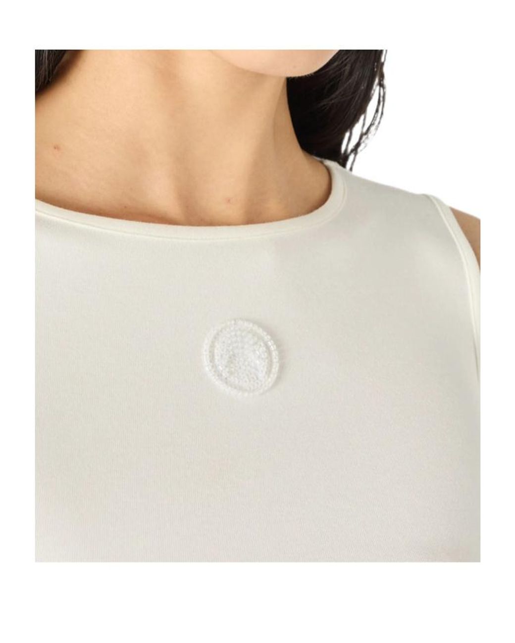 MARINE SERRE White Sleeveless Pearl Logo Midi Dress