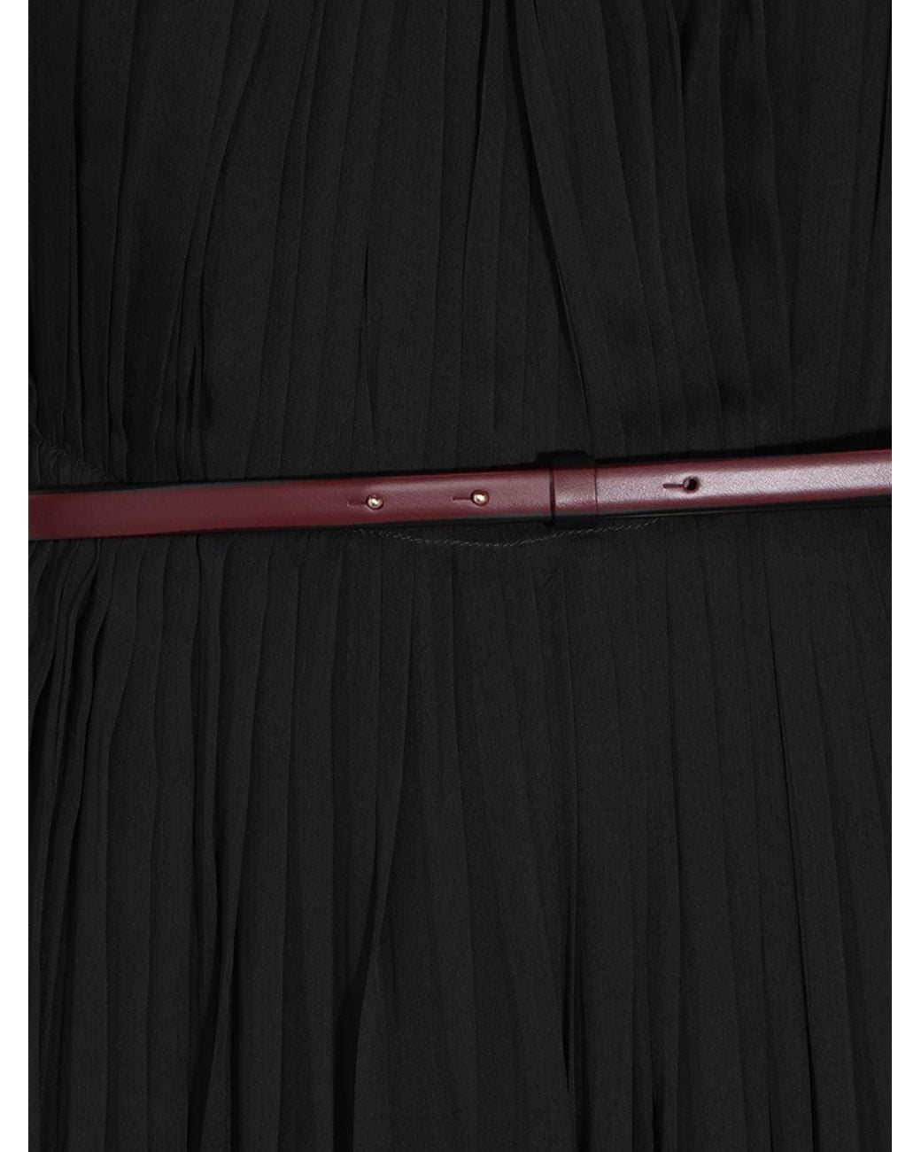 Max Mara Black Pleated Cape Maxi Dress