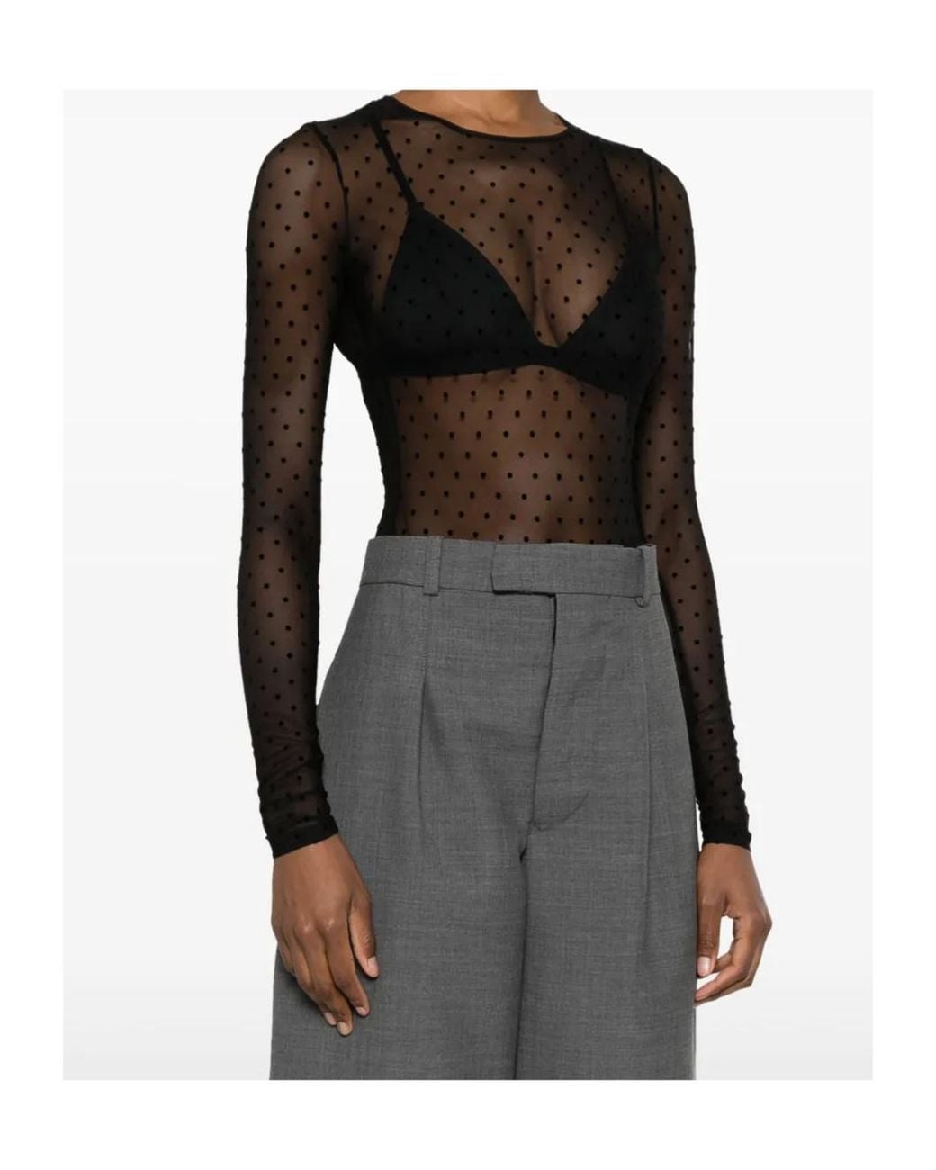 Wardrobe NYC Black Polka-Dot Bodysuit