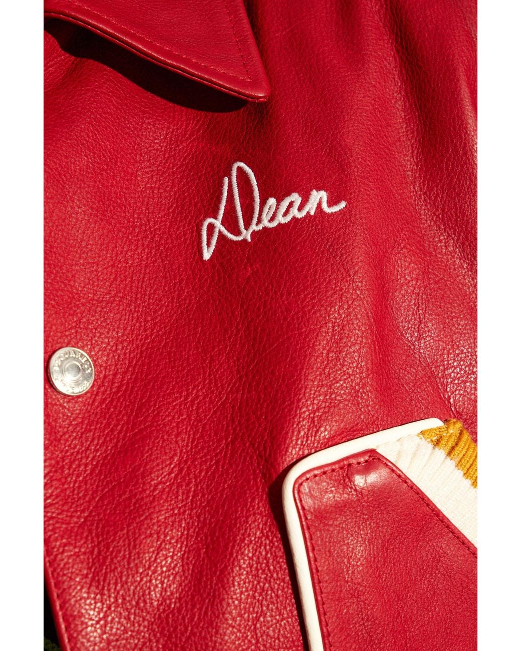 DSquared² Red Varsity Button-Up Bomber Jacket