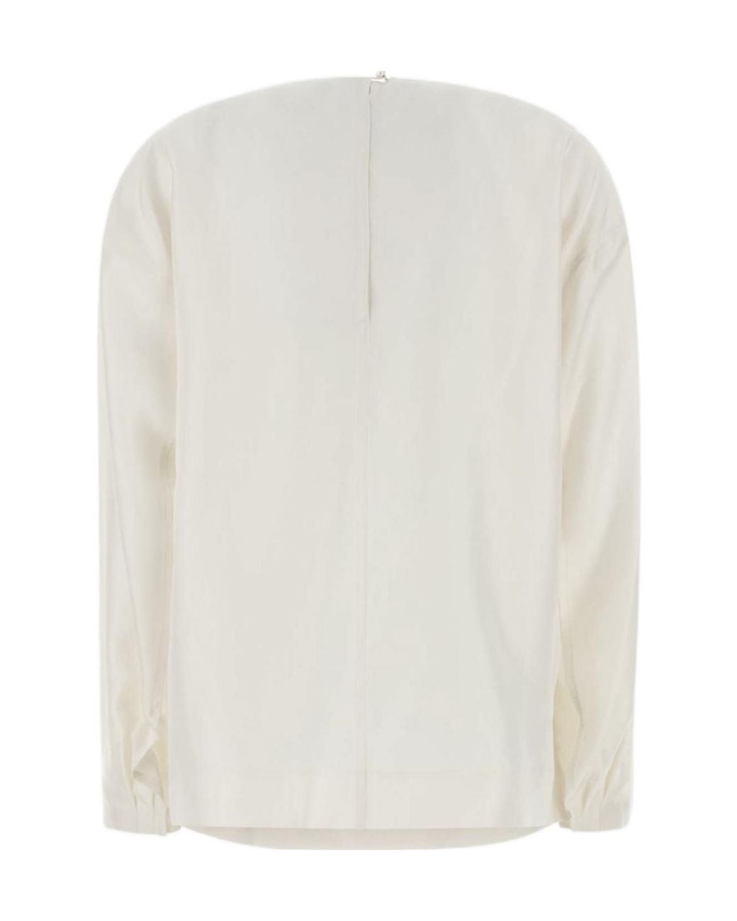 Carven White Draped Long-Sleeve Top