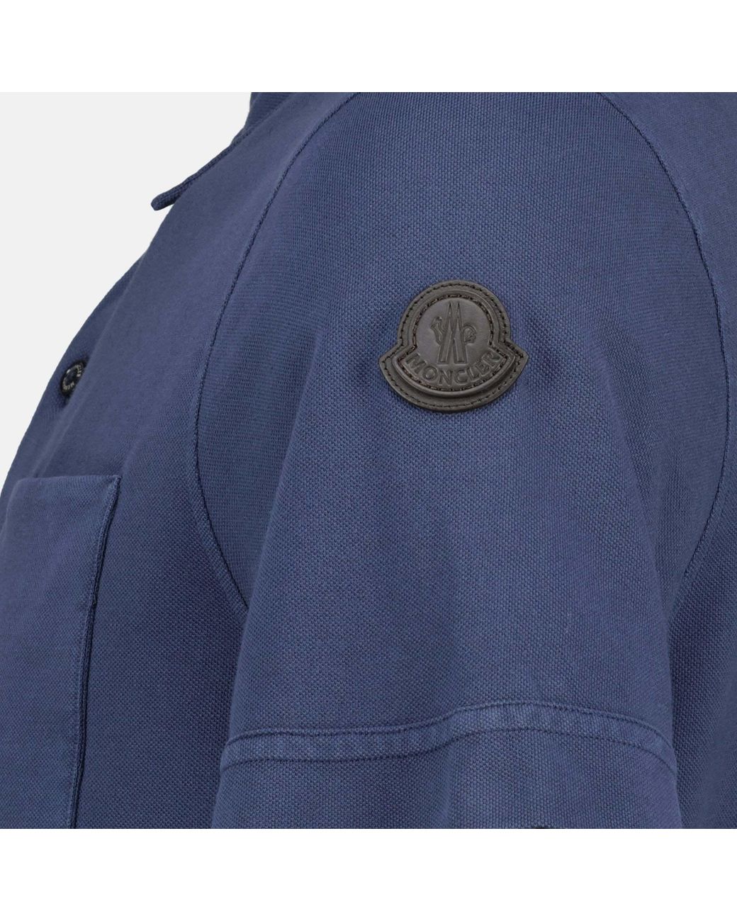 Moncler Blue Logo Patch Short-Sleeved Polo Shirt for men