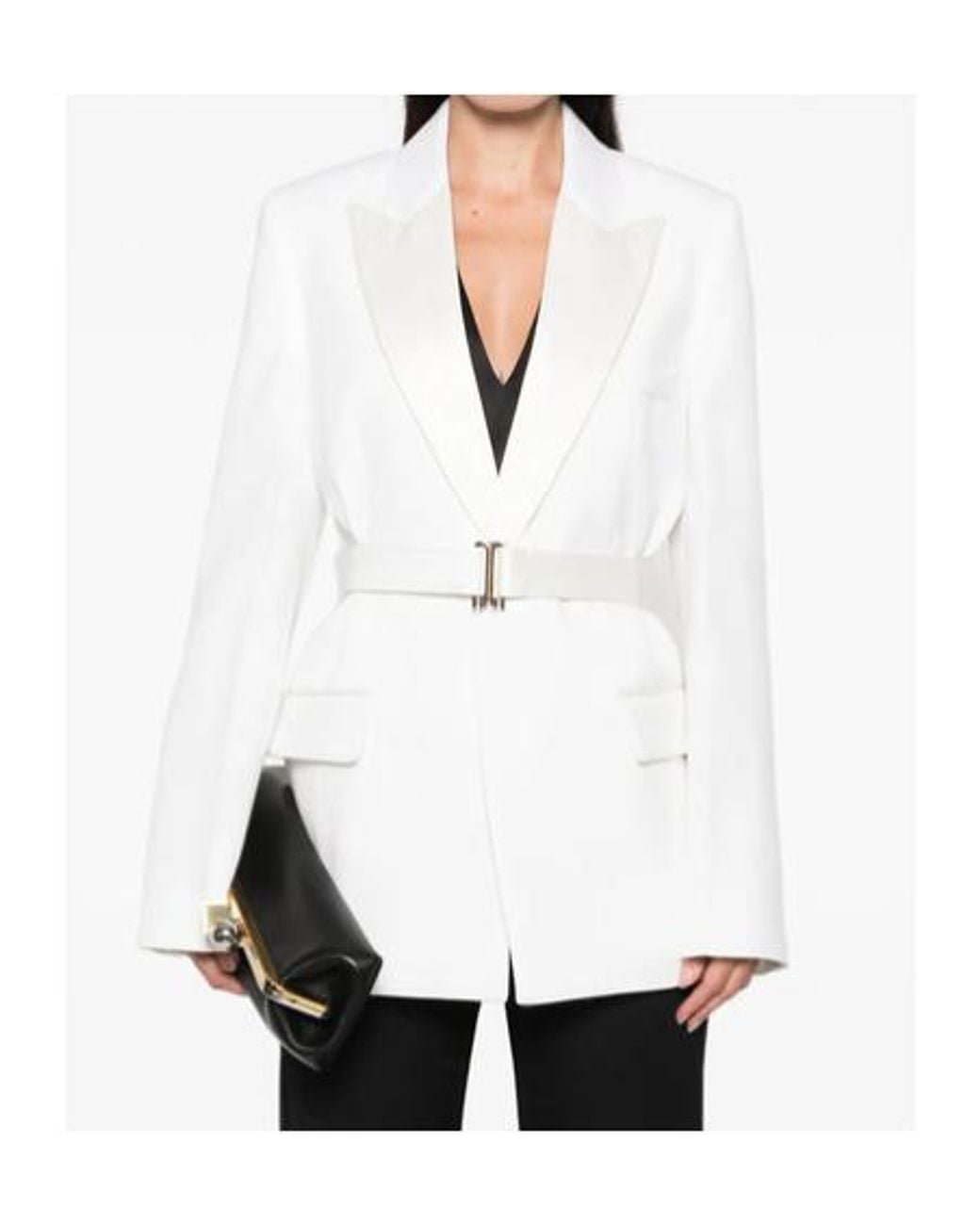 Victoria Beckham White Belted Tailored Jacket