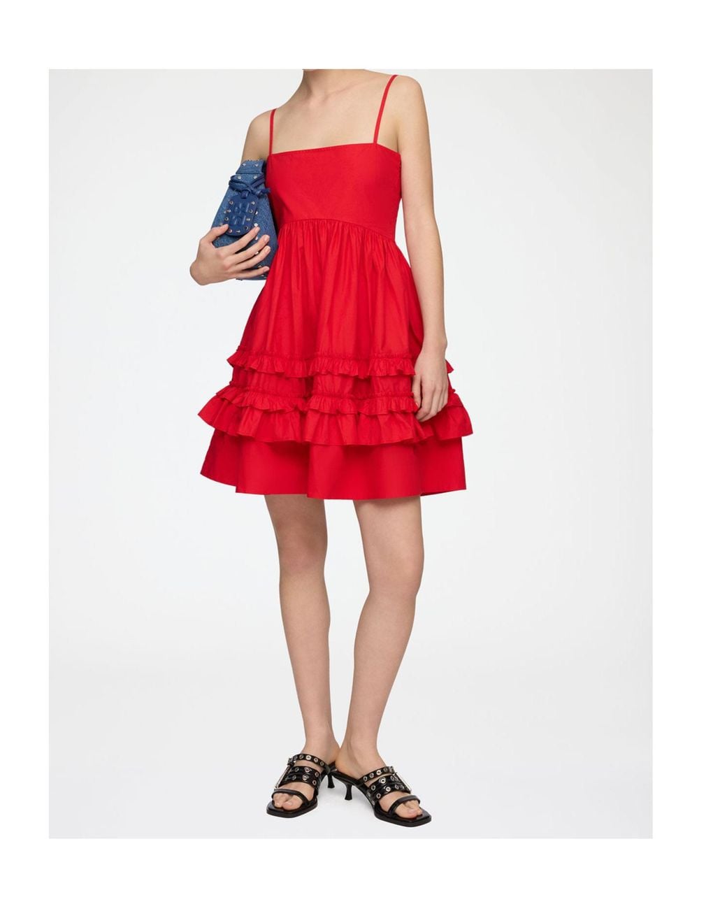 Ganni Red Ruffled Mini Dress