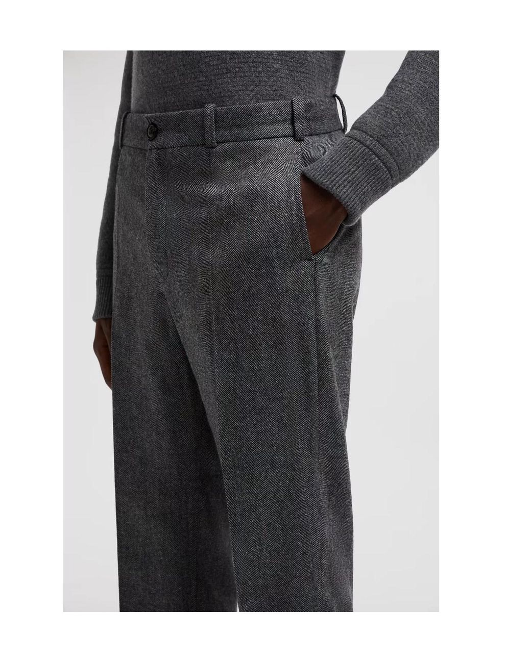Moncler Gray Logo Patch Straight-Leg Pants for men