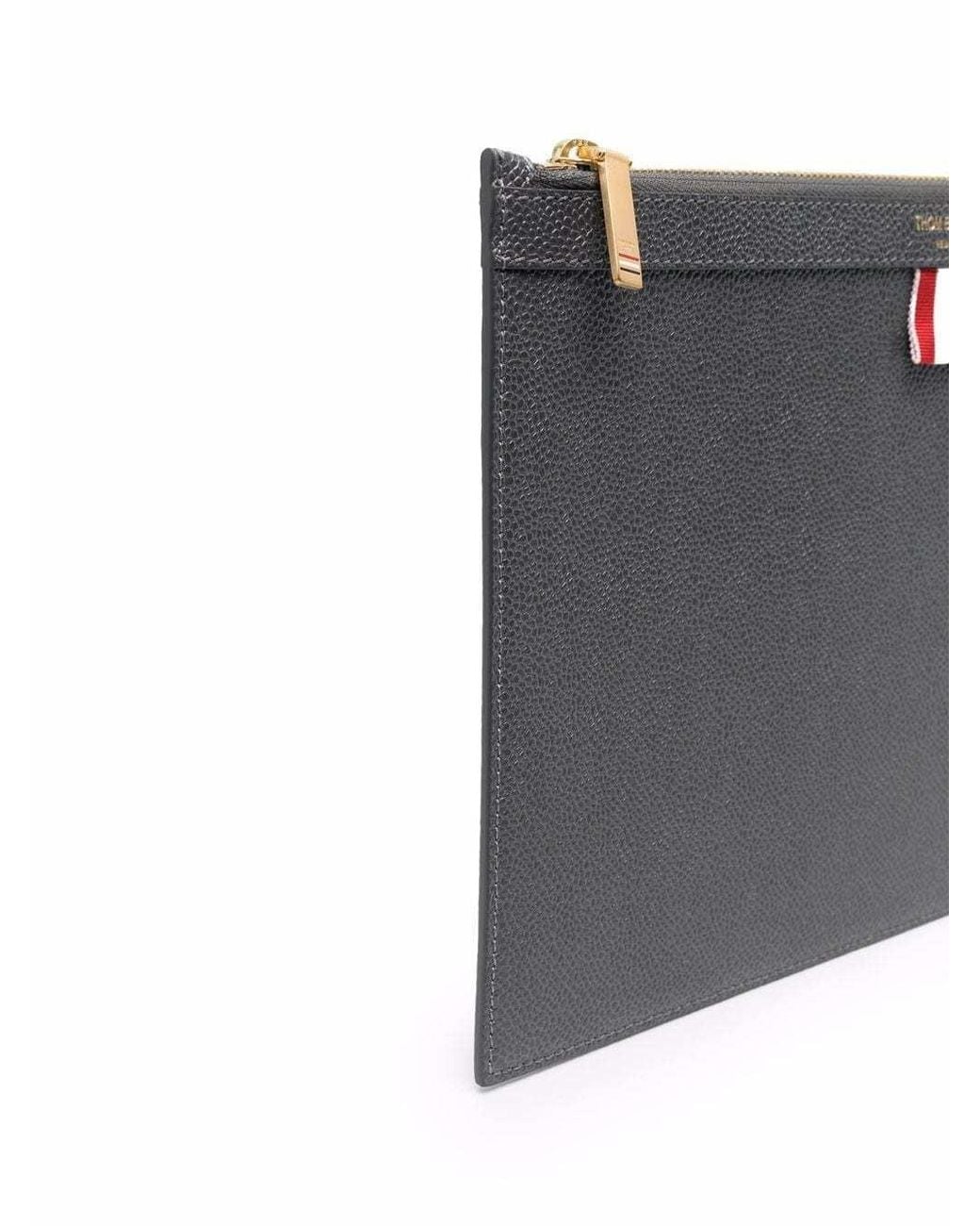 Thom Browne Black Pebbled Tablet Clutch Bag for men