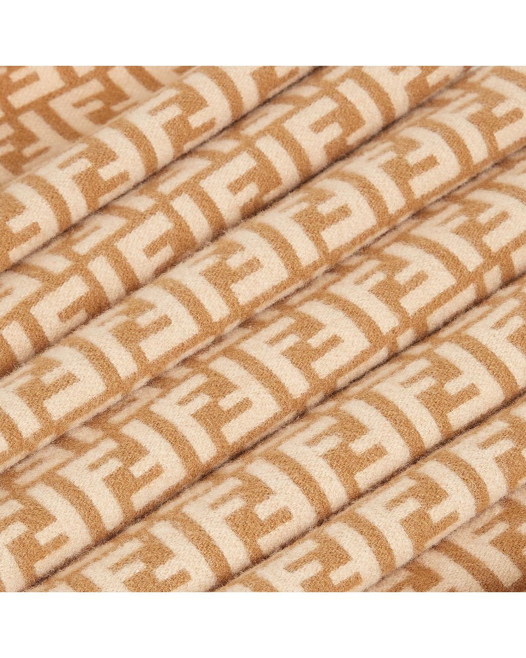 Fendi White Ff Jacquard Fringed-Edge Scarf