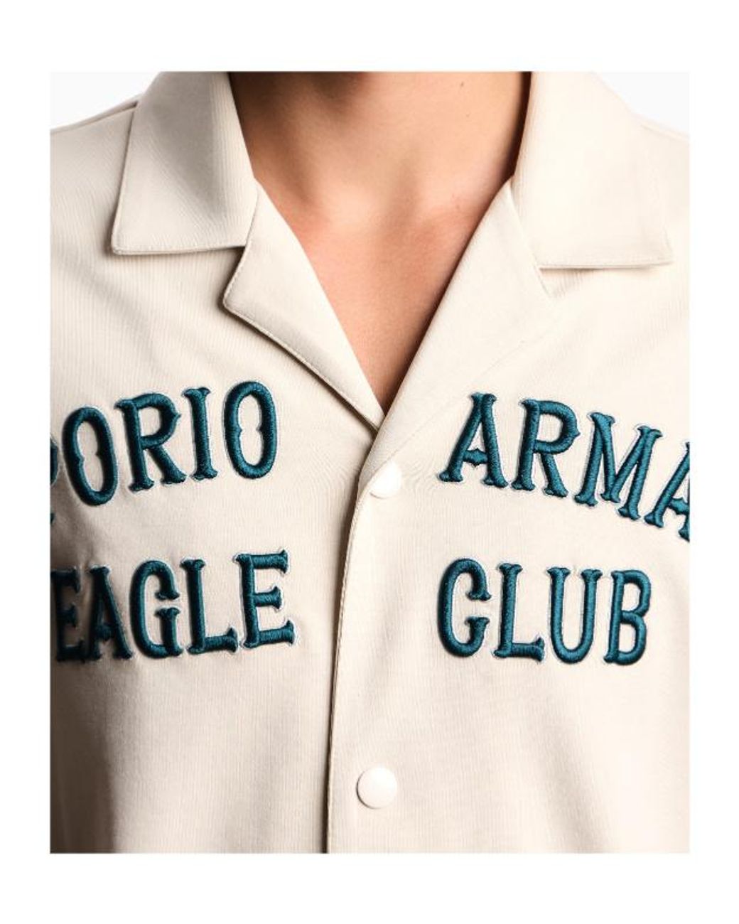Emporio Armani White Logo-Embroidered Shirt for men