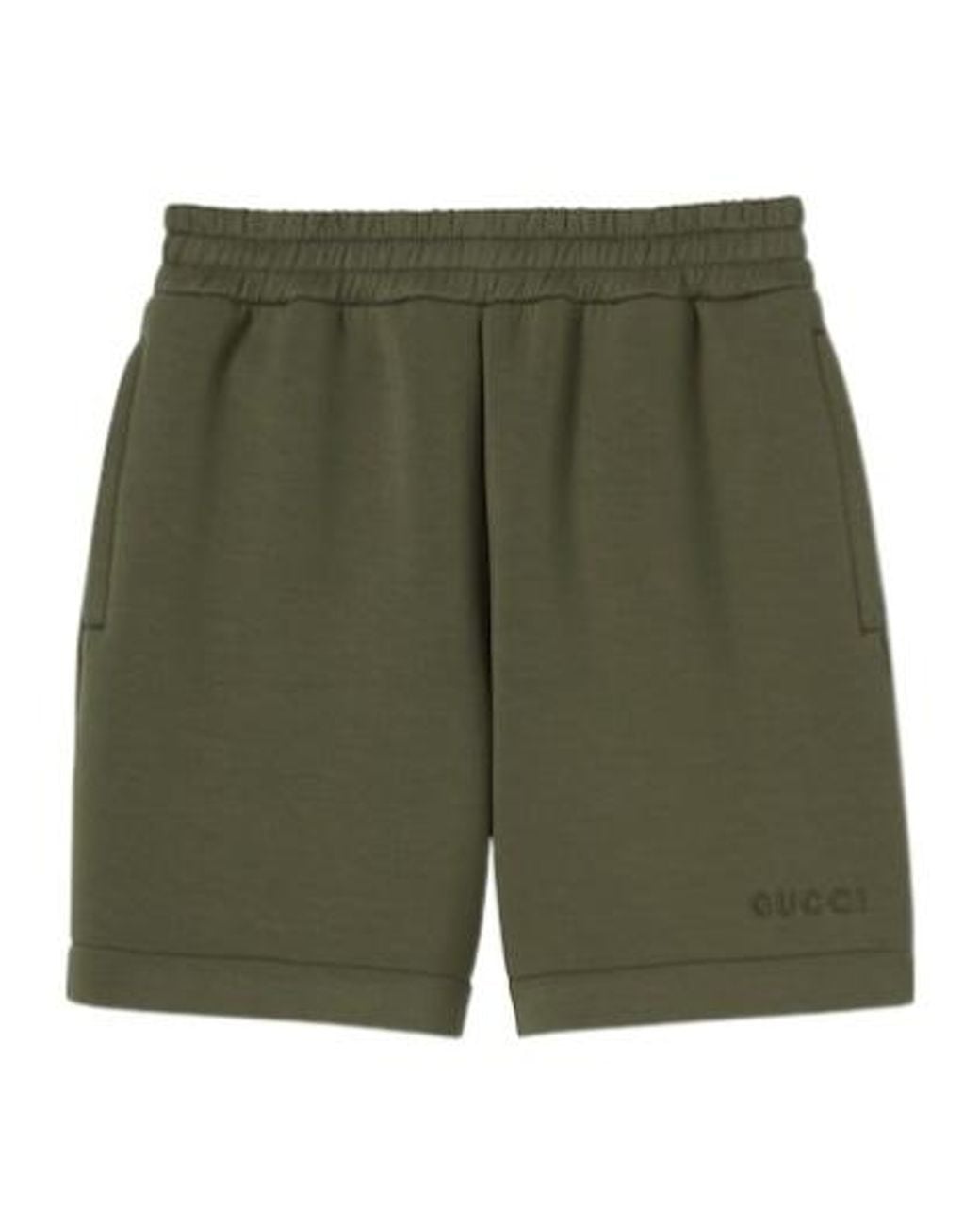 Gucci Green Embroidered Jersey Shorts for men