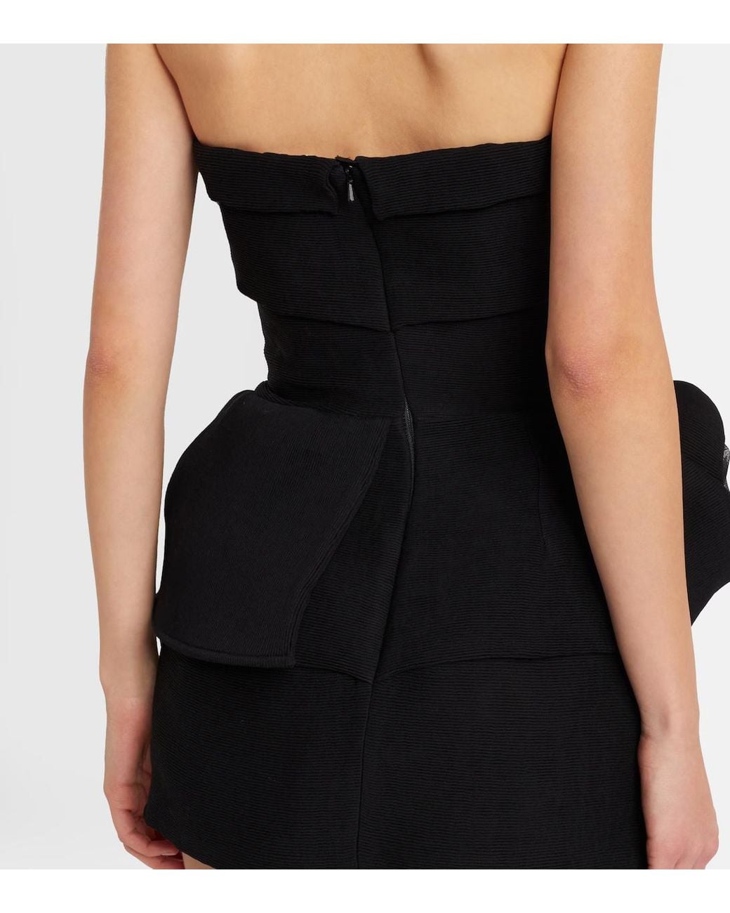 Magda Butrym Black Asymmetric Peplum Bustier Dress