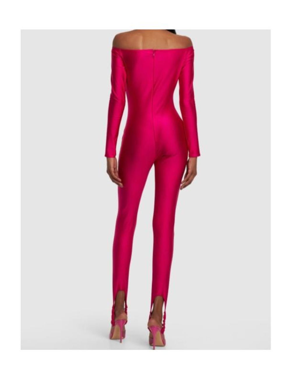 GIUSEPPE DI MORABITO Pink Shiny Elastic Knit Jumpsuit