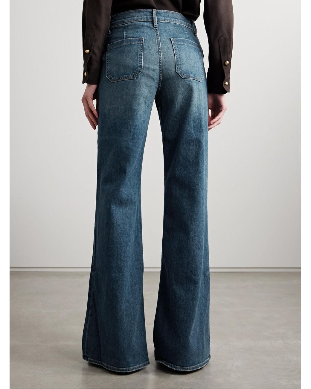 Nili Lotan Blue Distressed High-Rise Flared Jeans