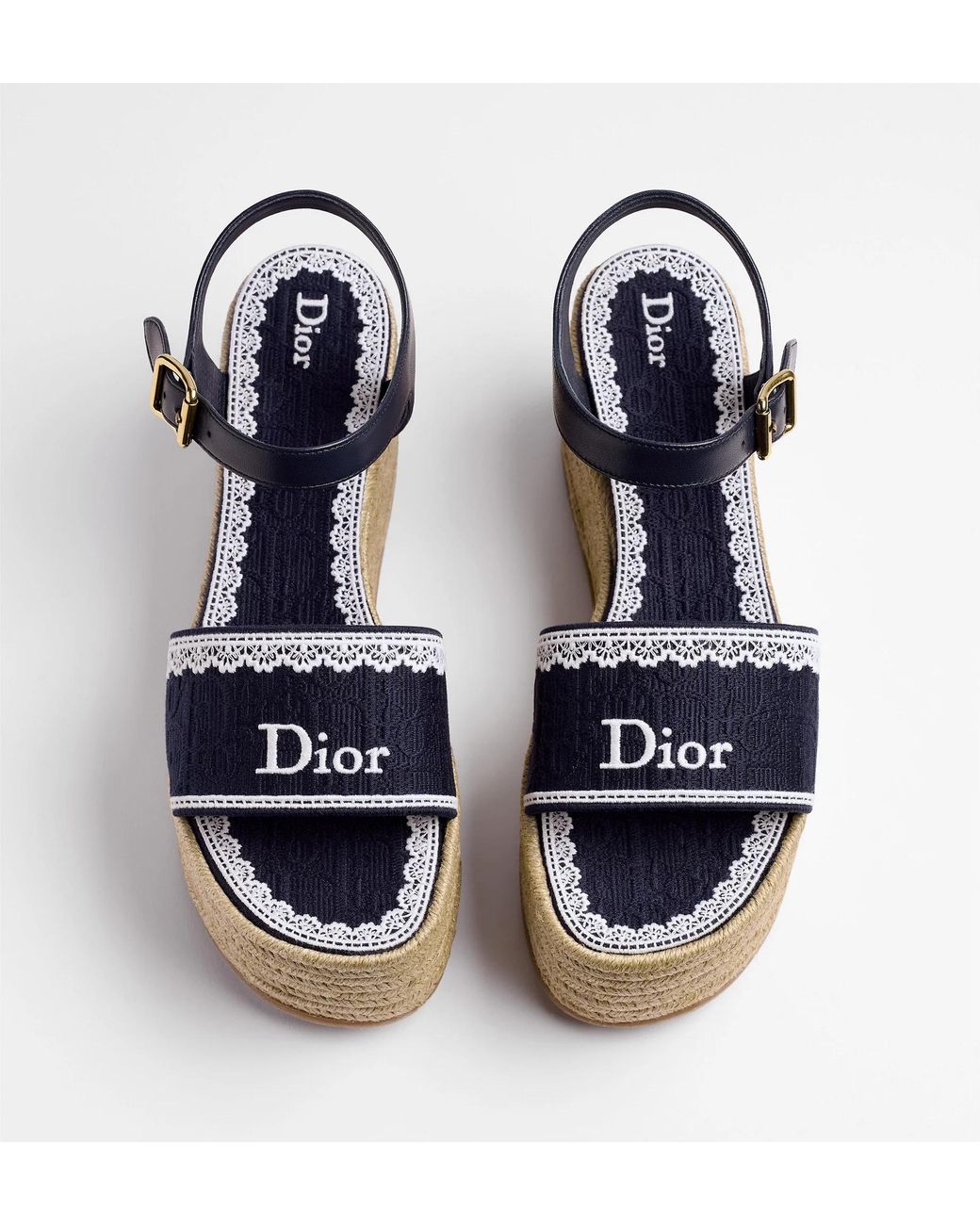 Dior Blue Dentelle Wedge Sandal