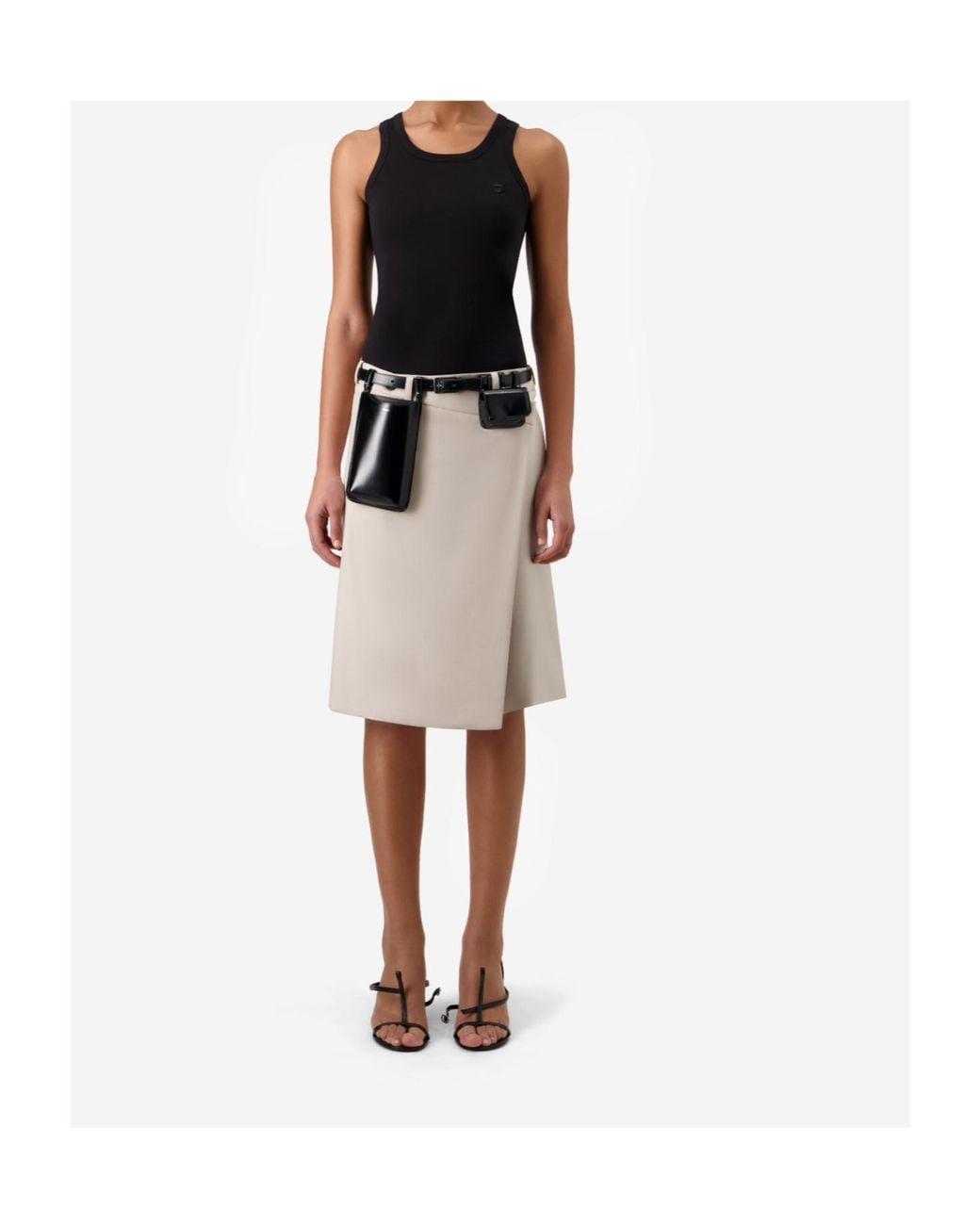 Coperni Natural Button-Detail Circular Midi Skirt