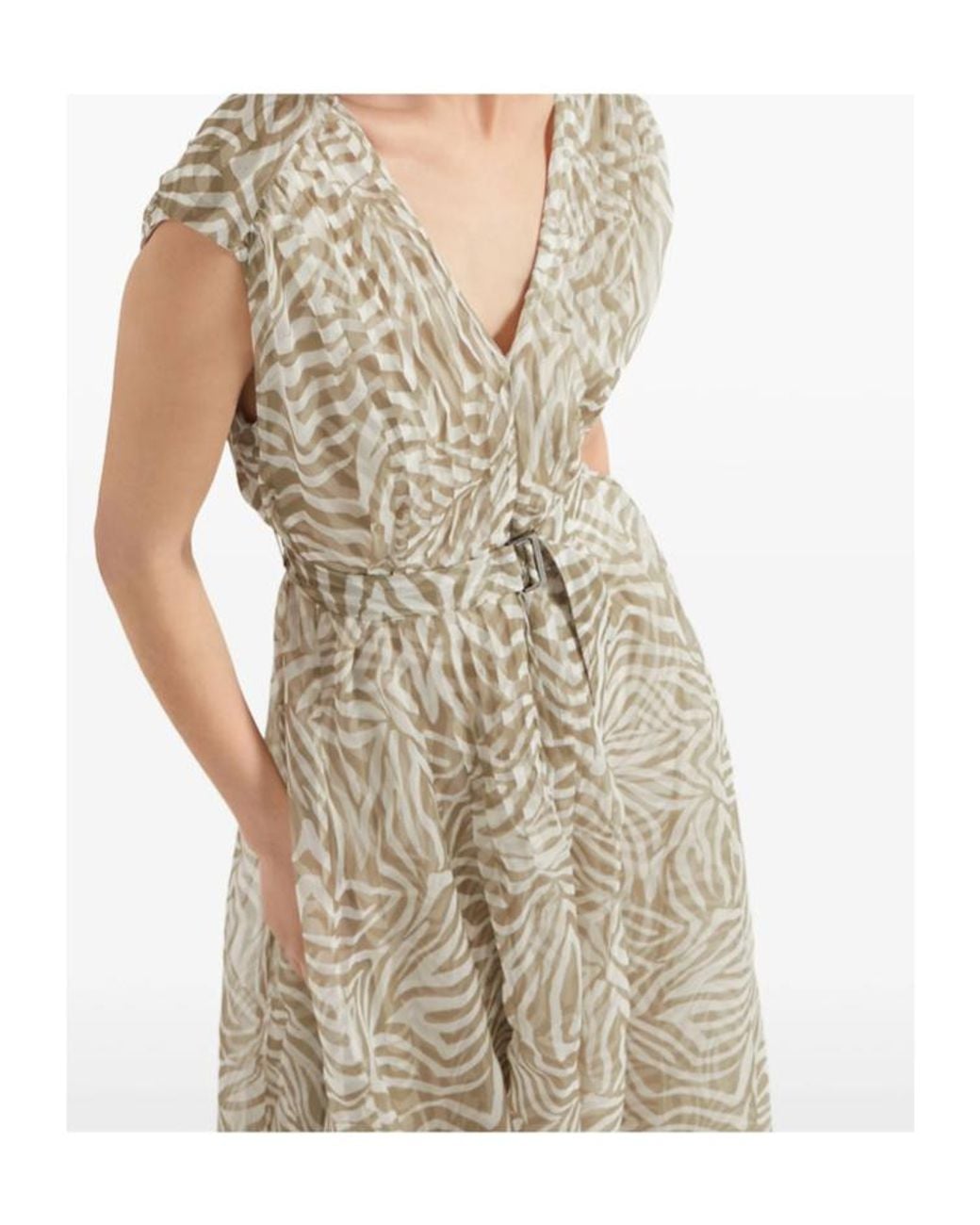 Brunello Cucinelli Natural Printed Silk Dress