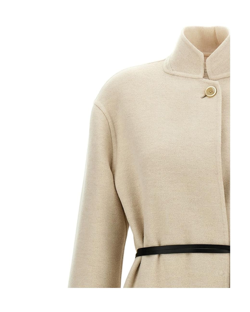 Fabiana Filippi Natural Single-Breasted Belted Coat