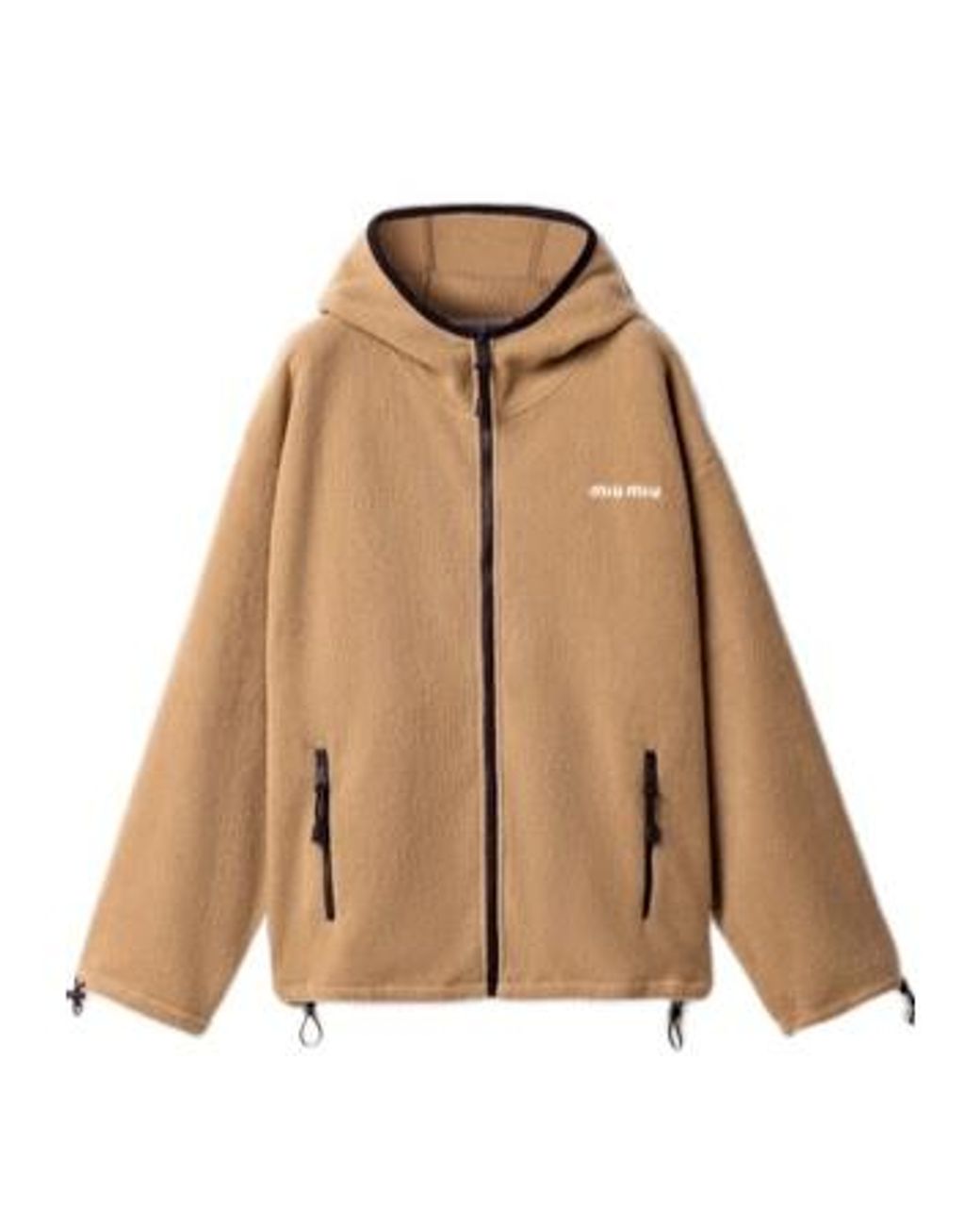 Miu Miu Natural Cotton Fleece Zipper Hoodie