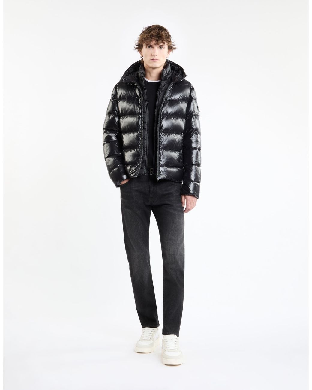 Fay Black Water Repellent Hooded Jacket for men