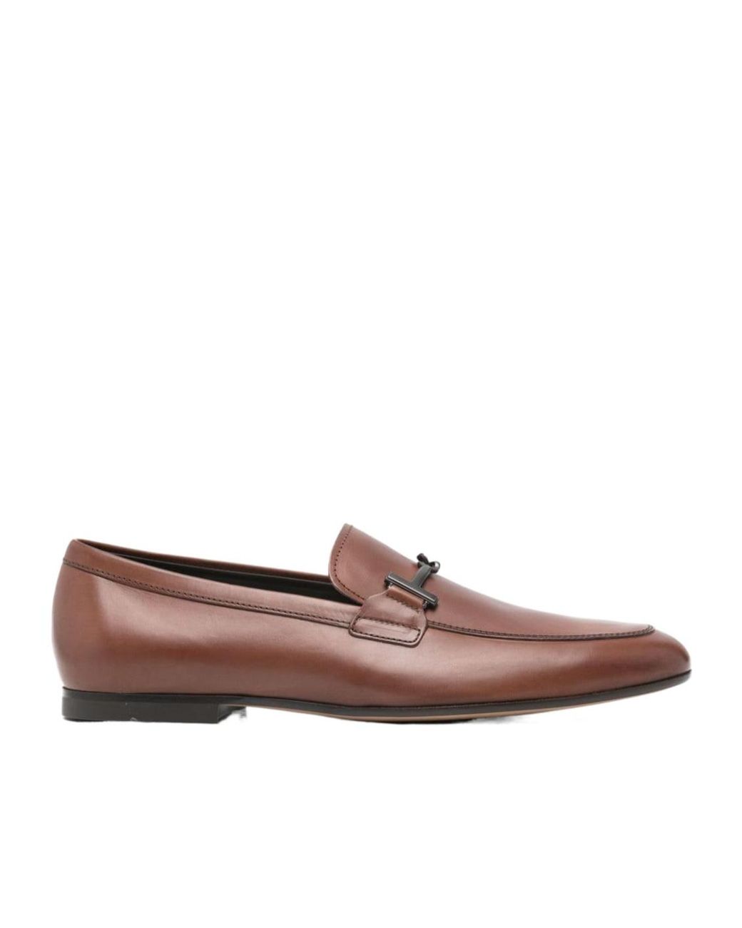 Tod's Brown T Ring Leather Loafers for men
