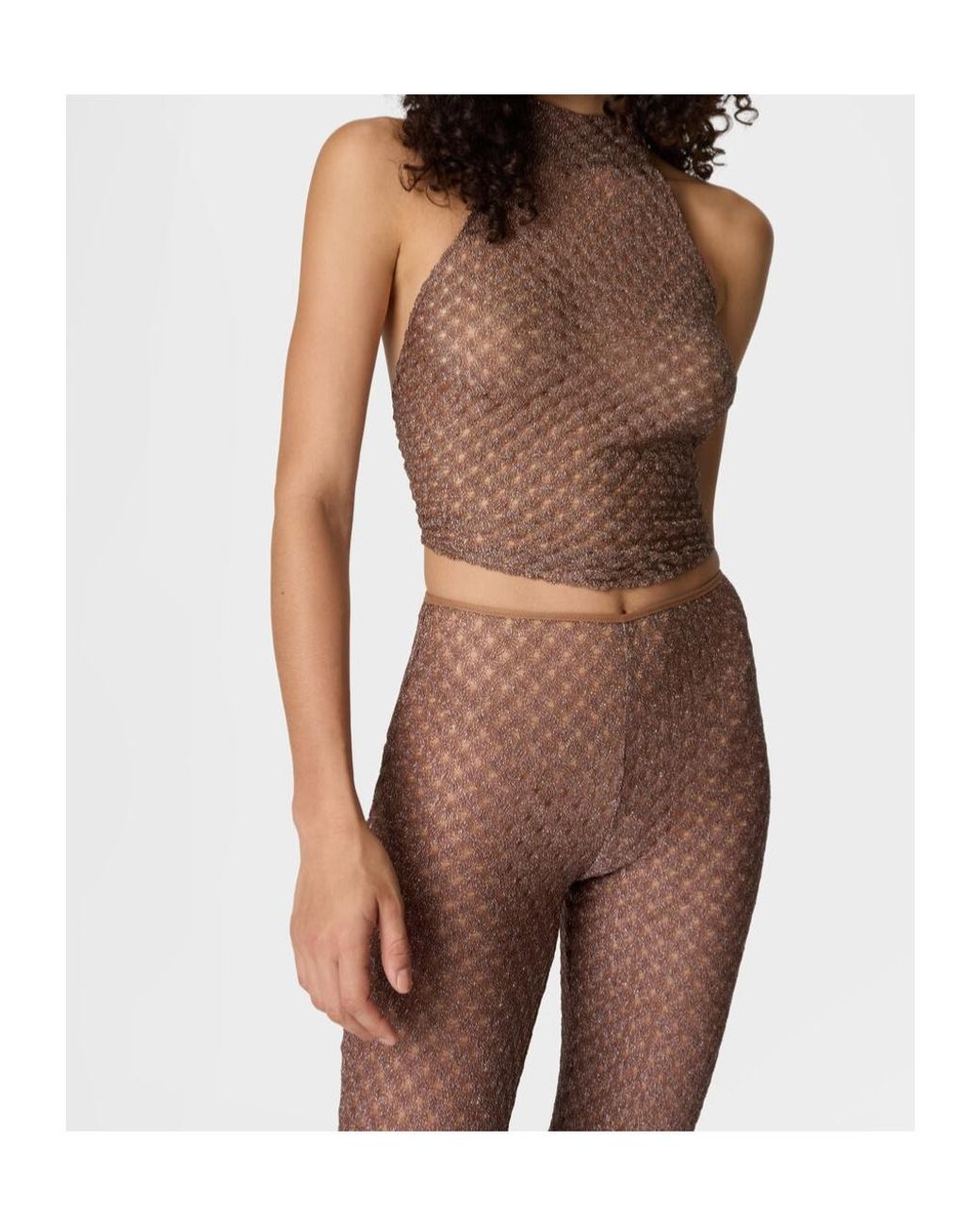 Missoni Brown Spiderweb Motif Scarf Top