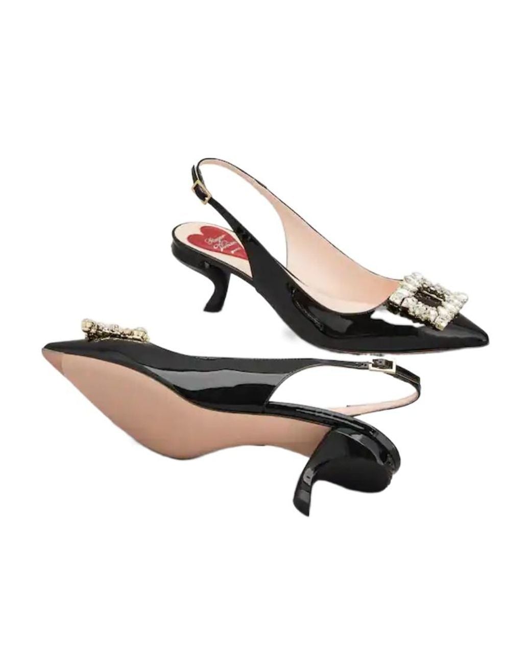 Roger Vivier Black Virgule Buckle Slingback Pumps