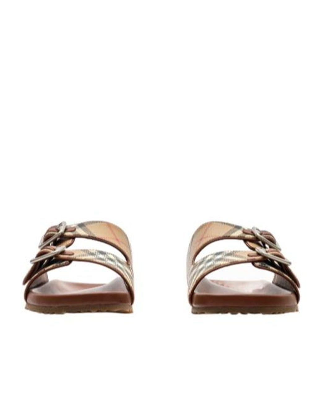 Burberry Brown Check And Leather Urchin Sandals for men